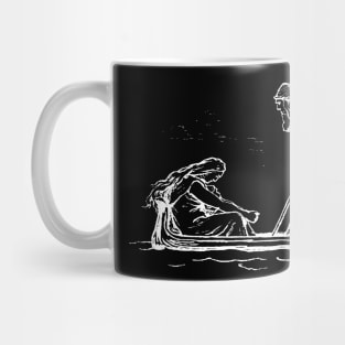 Odin Sailing In An Oselvar Viking Boat Through Fensalir Mug